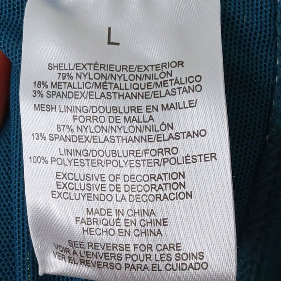 NWT Jones New York One Piece Halter Swimsuit Metallic Teal Size Large - Picture 6 of 6